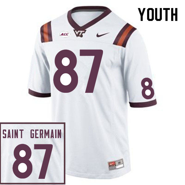 Youth #87 Harrison Saint Germain Virginia Tech Hokies College Football Jerseys Sale-White - Click Image to Close